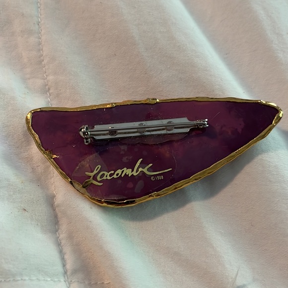 Rare Vintage 1988 Amy Lacombe Brooch purple with 24k trim - Picture 2 of 3